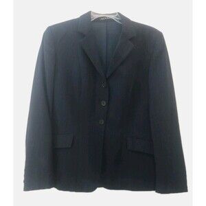 Vintage 1980s Ladies Tri-umph! Navy Pinstripe Wool Horse Show Coat Size 16R